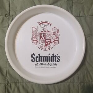 Schmidt's of Philadelphia Beer Bar Plastic Serving Tray 13in White Vintage Crest